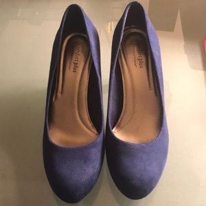 Blue suede heels